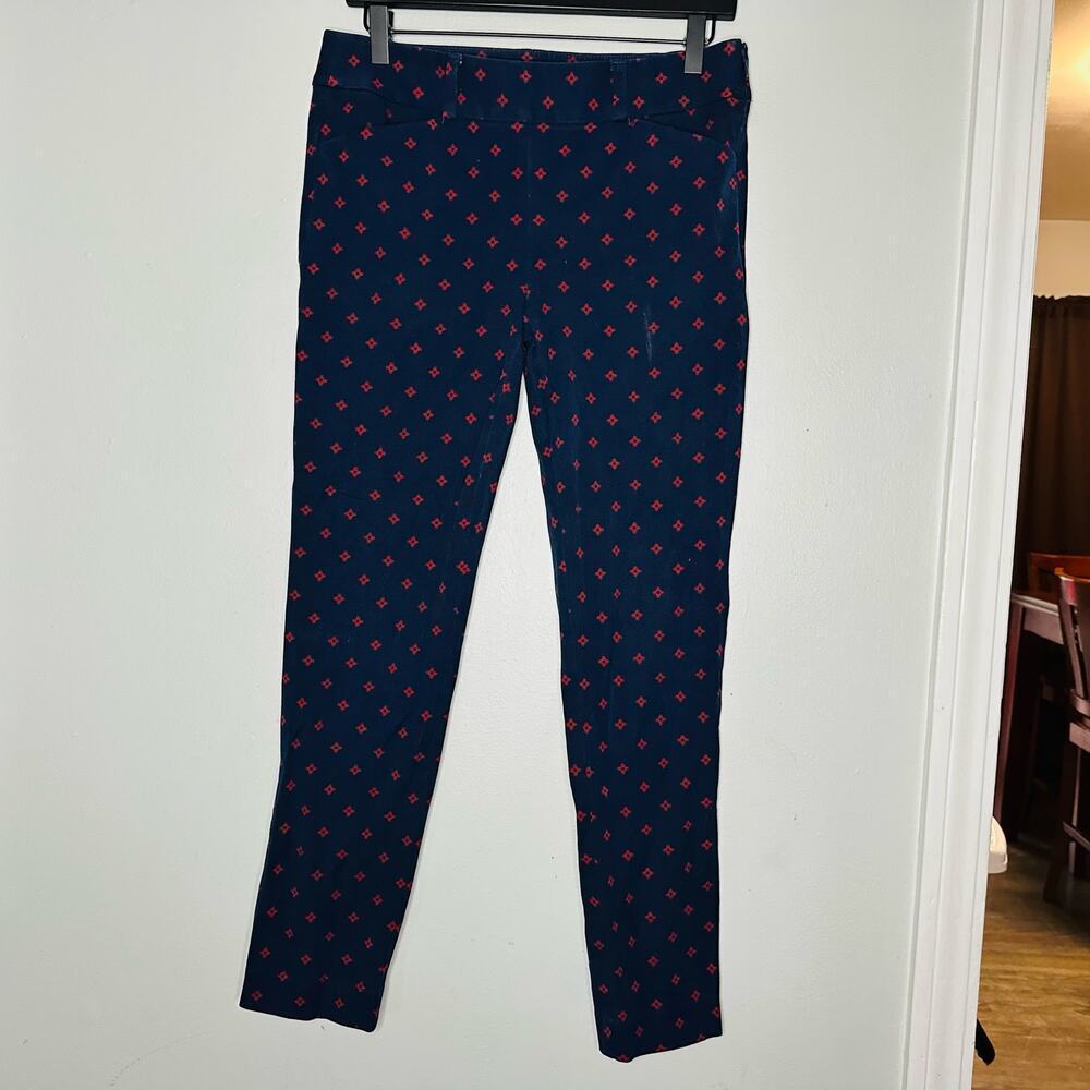 LOFT Navy Skinny Style Red Anchor Design Marisa Skinny Pants Size 4